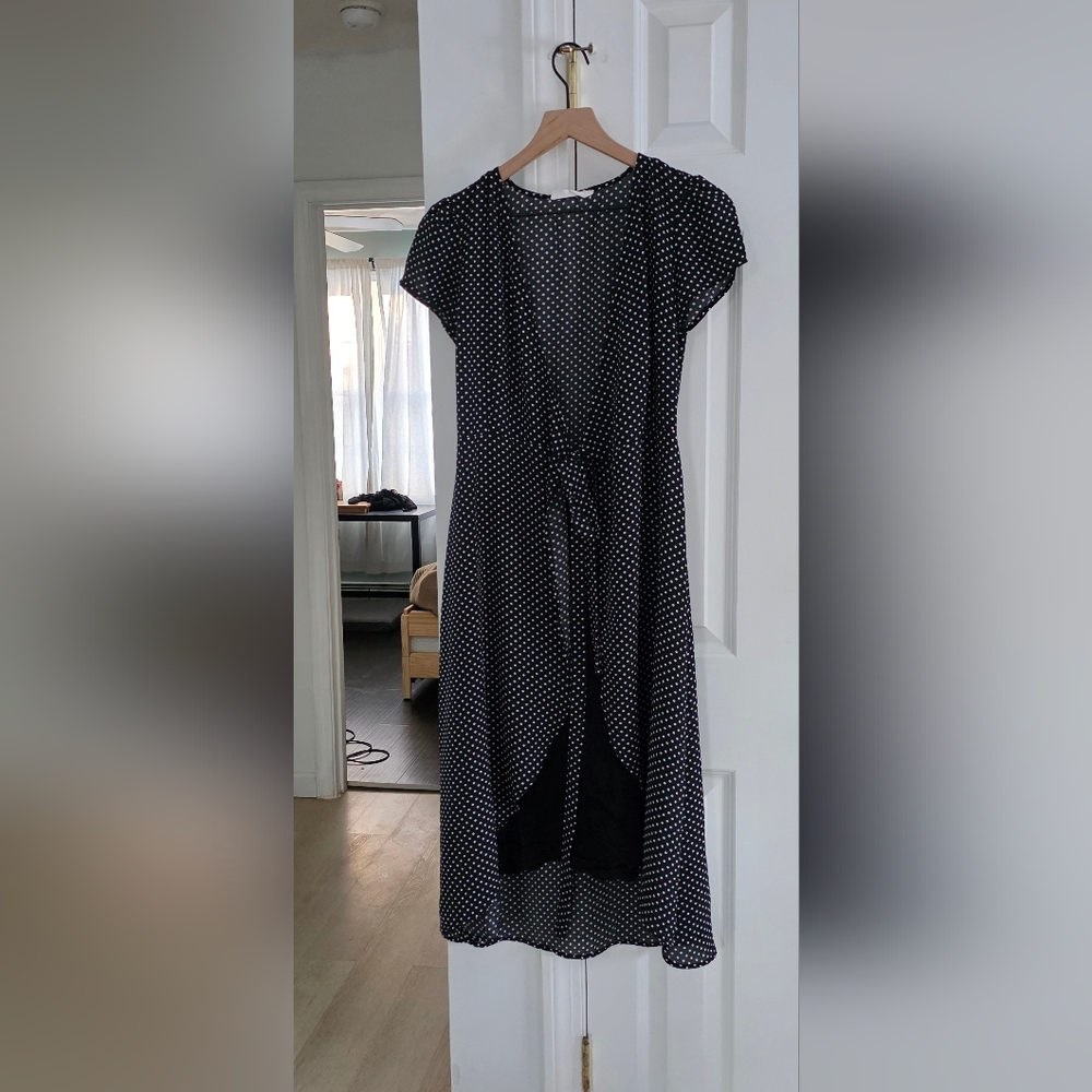 Elodie Black and White Polka Dot Midi Dress
